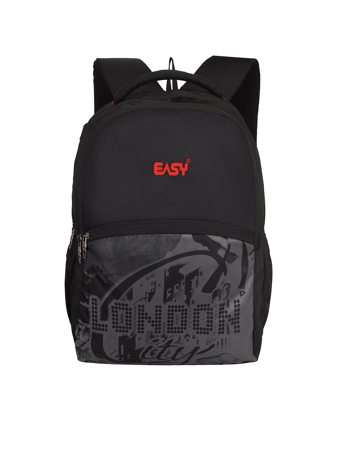 Buy EASY Unisex Black & Grey Printed Backpack With Compression Straps