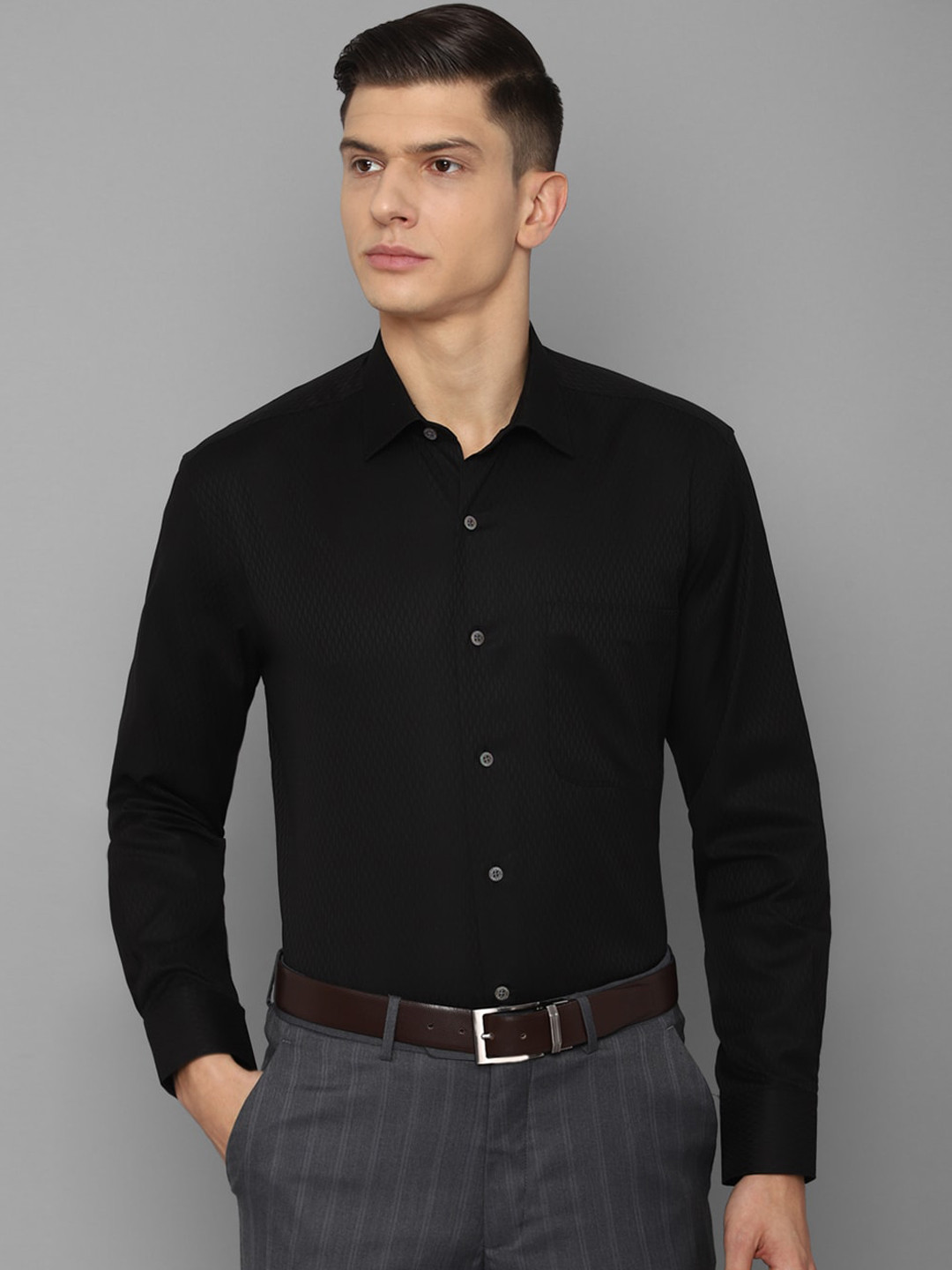 Buy Luxure By Louis Philippe Men Black Regular Fit Formal Shirt