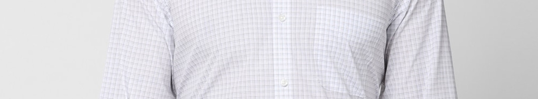 Buy Peter England Men White Grid Tattersall Checked Cotton Formal Shirt ...