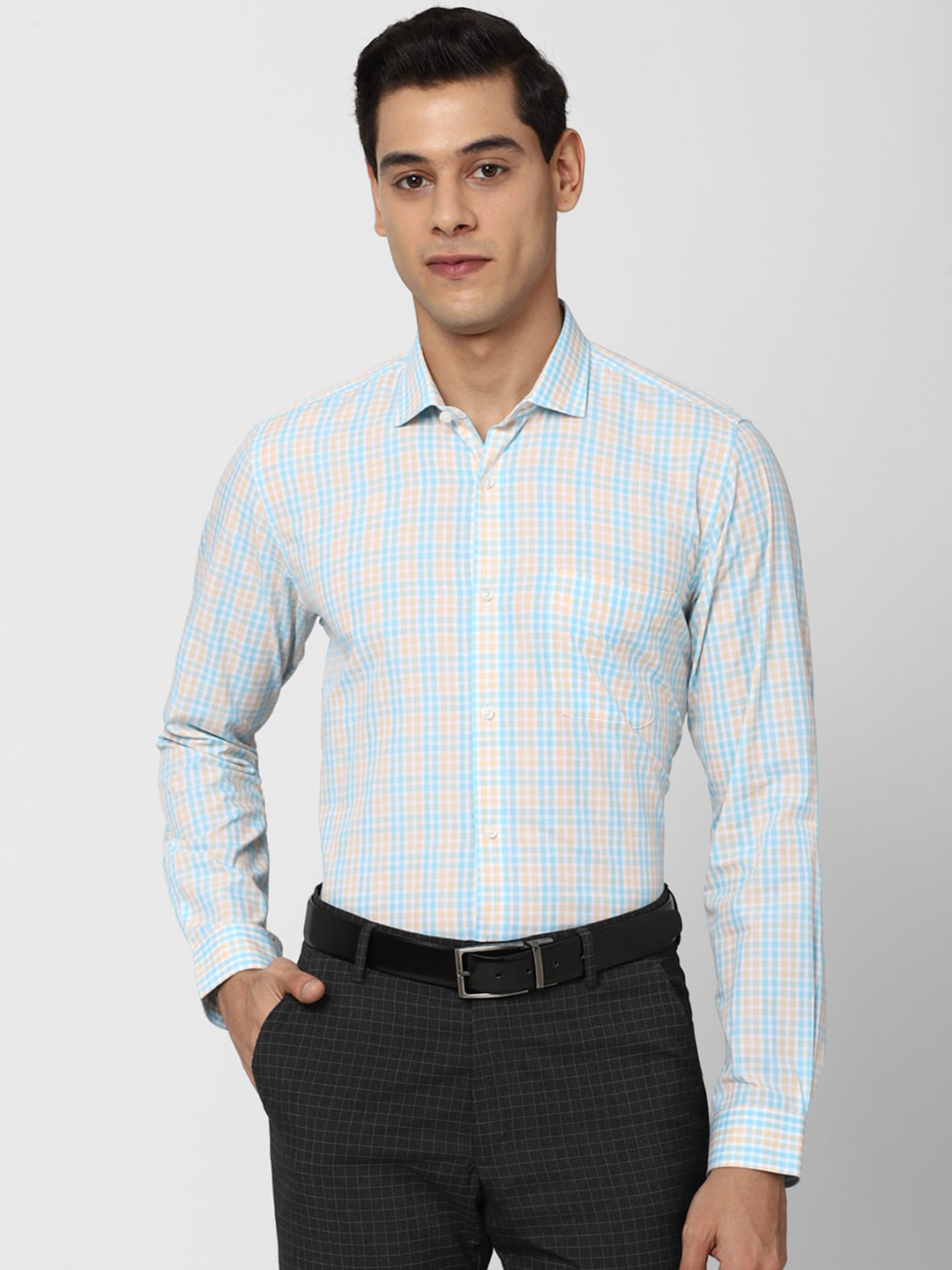 Buy Peter England Men Blue Checked Formal Shirt Shirts for Men