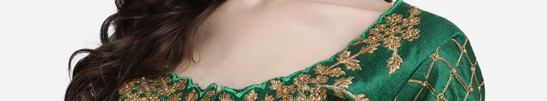 Buy Mesmore Women Green Embroidered Silk Saree Blouse - Saree Blouse ...