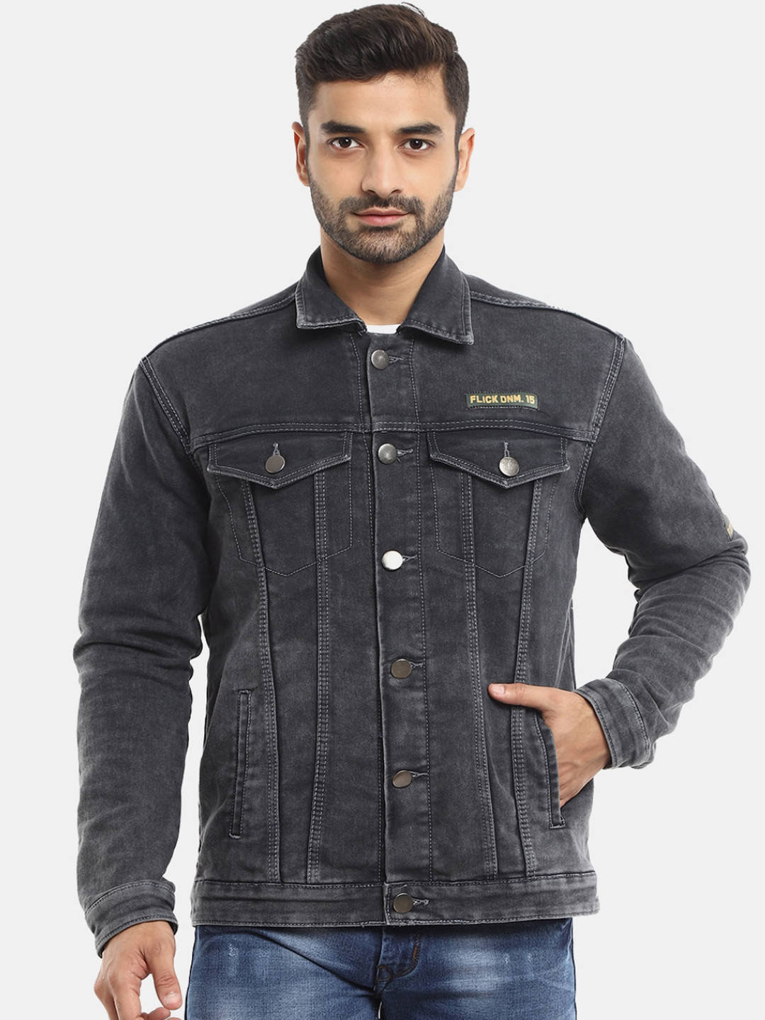Buy V Mart Men Grey Lightweight Denim Jacket Jackets for Men 18353728