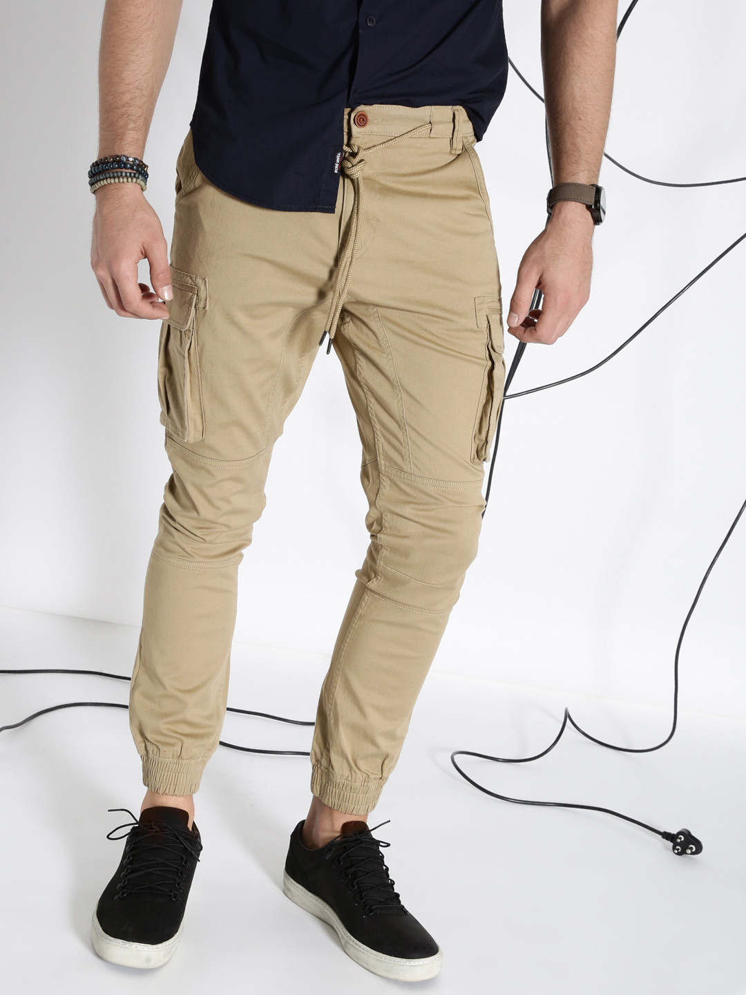 Buy Ecko Unltd Men Khaki Solid Cargo Trousers Trousers for Men