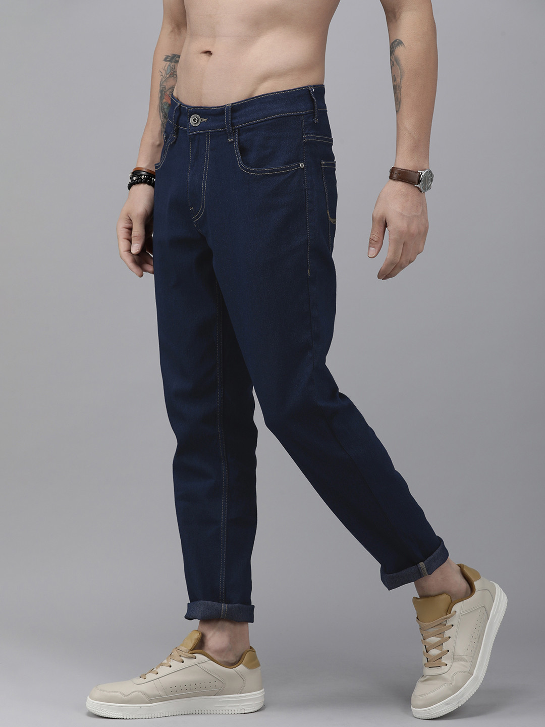 Buy Roadster Men Navy Blue Slim Fit Stretchable Jeans - Jeans for Men ...