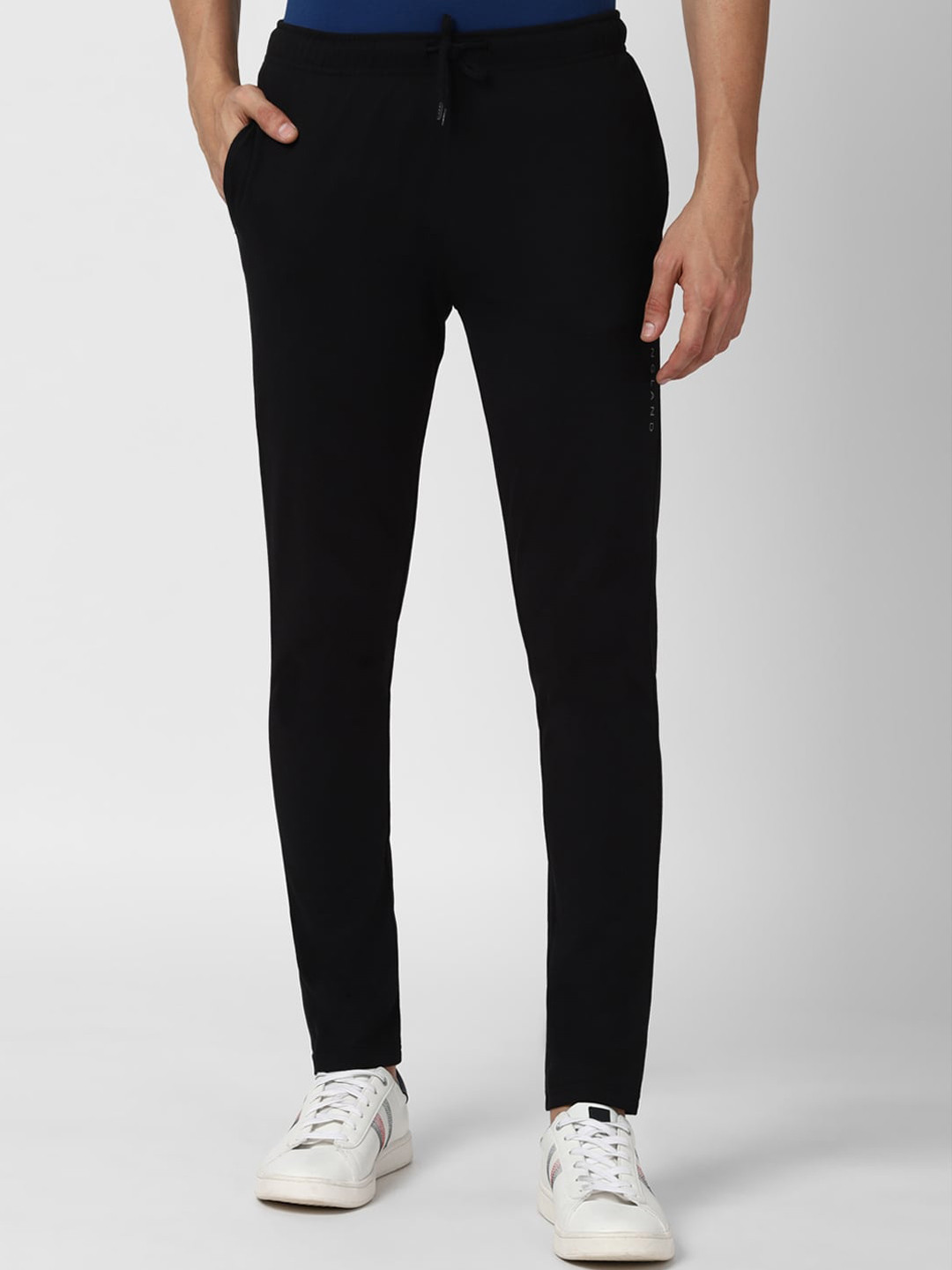 Buy Peter England Men Black Solid Cotton Track Pants Track Pants for