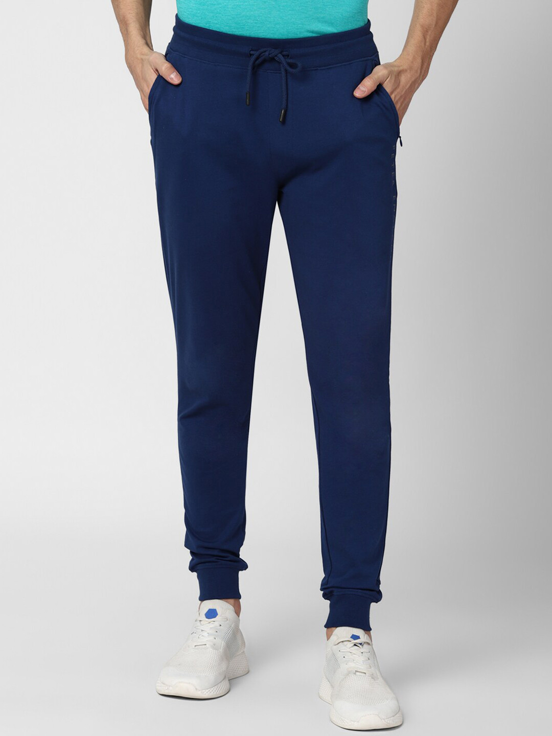 Buy Peter England Men Navy Blue Solid Joggers Track Pants for Men