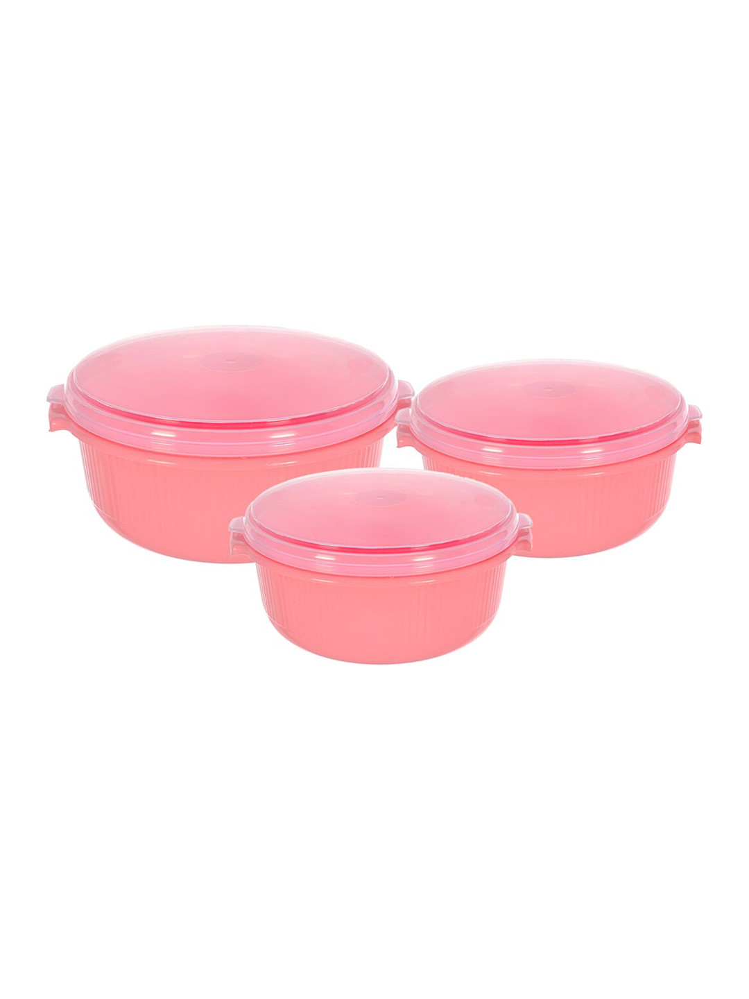 Buy Kuber Industries Set Of 3 Pink Plastic Storage Containers Set With