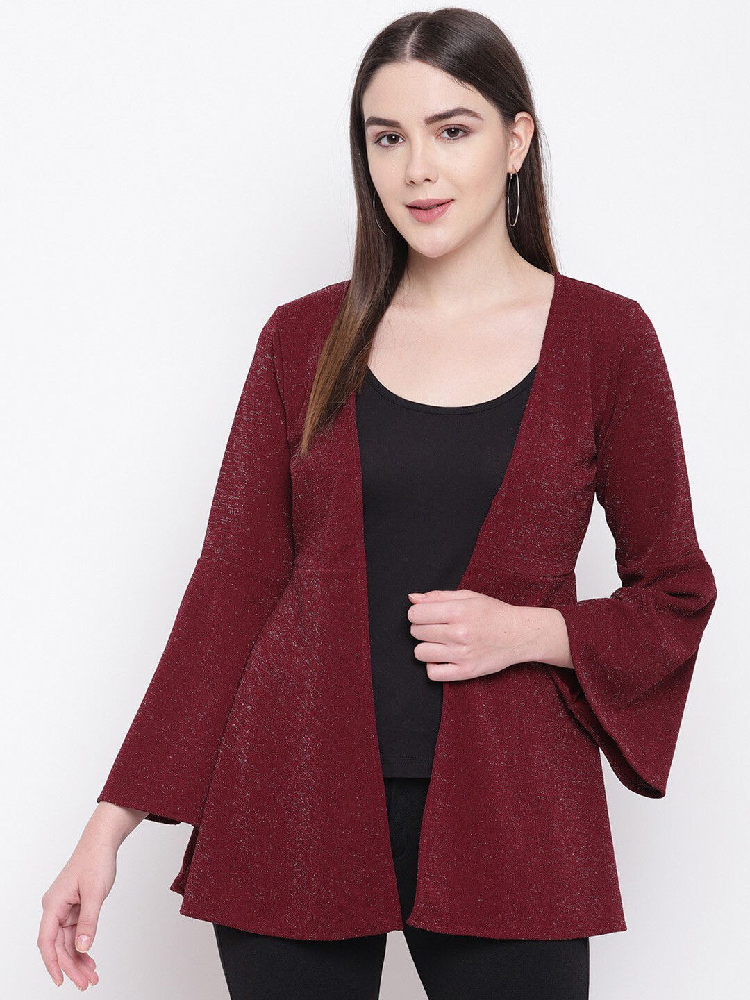 Buy RIVI Women Burgundy Open Front Shrug Shrug for Women 18358764
