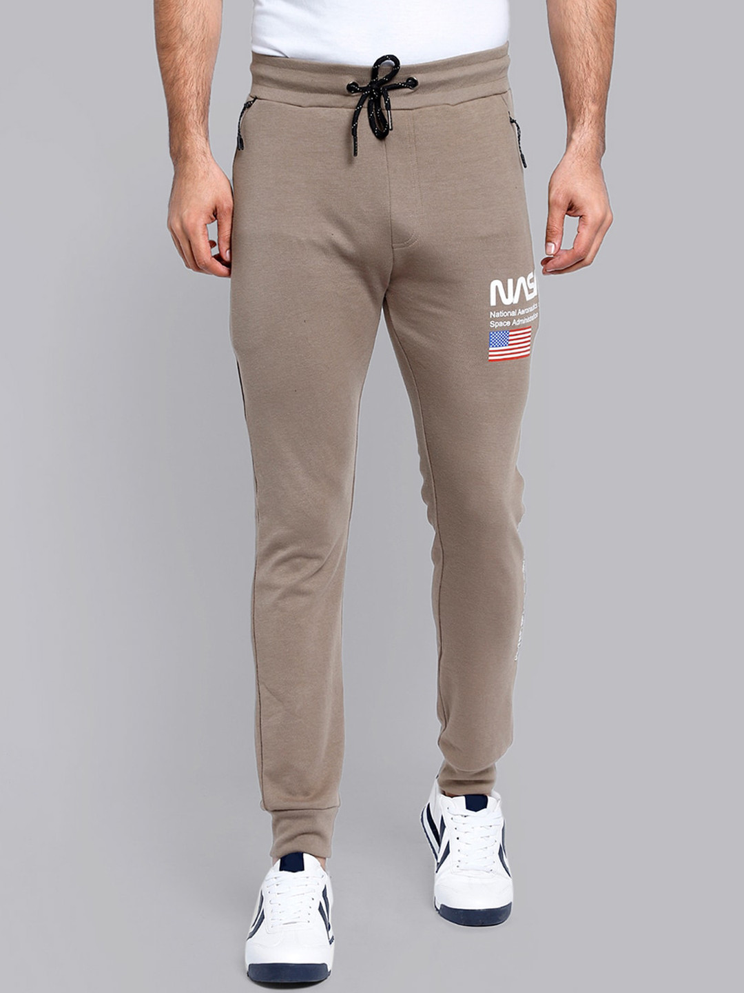Buy Free Authority Men Beige Nasa Featured Beige Joggers Track Pants