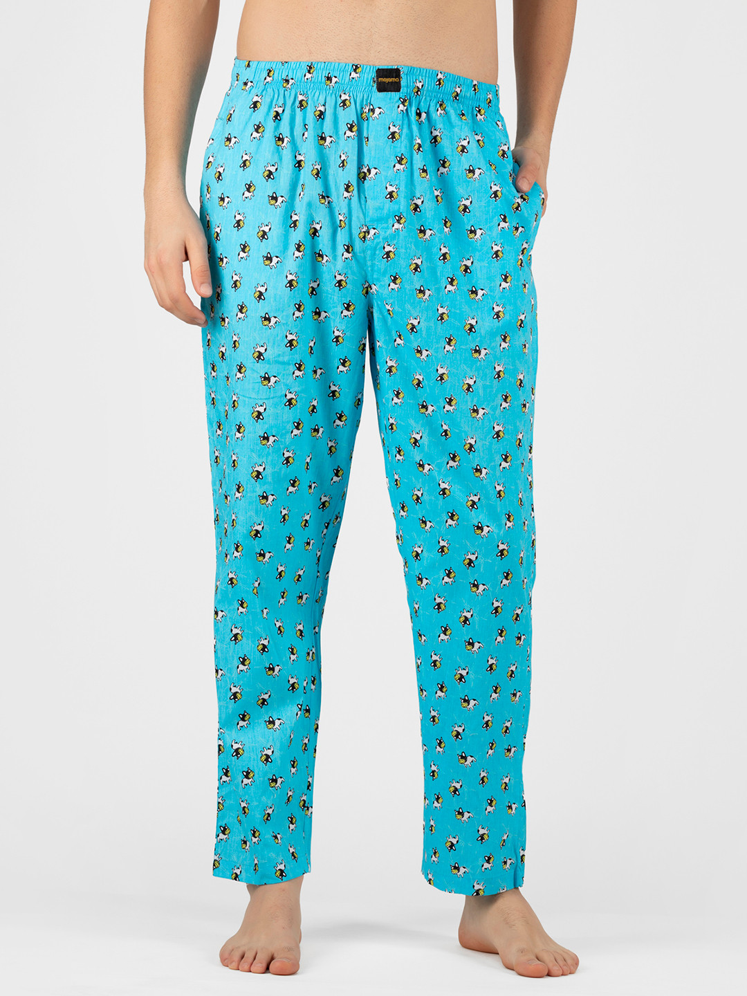 Buy Mojama Men Blue & White Printed Pure Cotton Lounge Pants Lounge