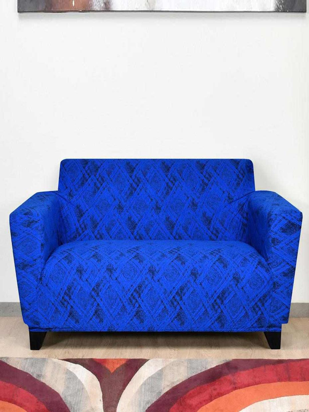 Buy Athome By Nilkamal Blue Printed Sofa 3 Seater Sofa Covers Sofa