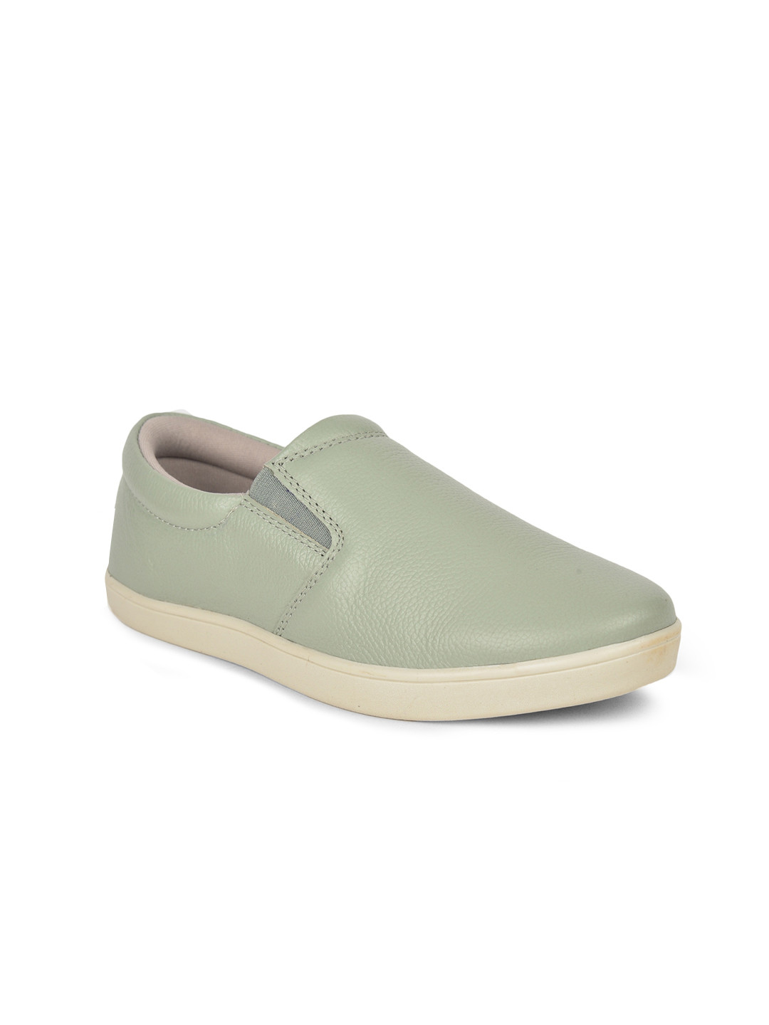 Buy Liberty Women Sea Green Textured Leather Slip On Sneakers Casual