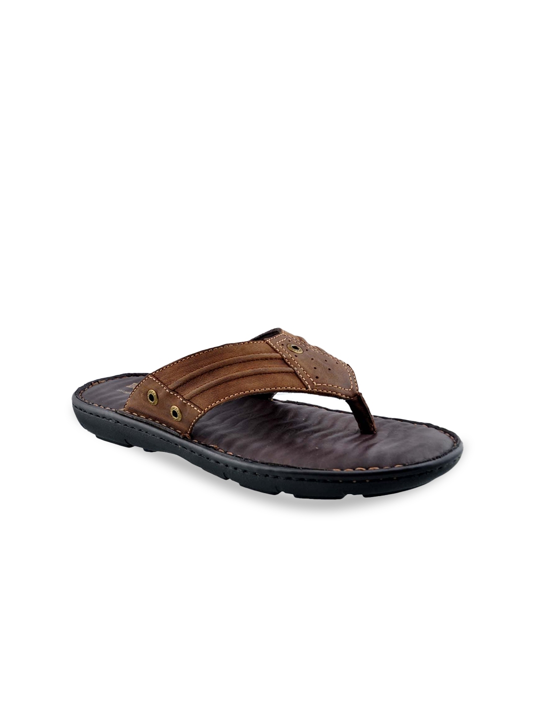 Buy Buckaroo Men Brown & Black Leather Comfort Sandals - Sandals for ...