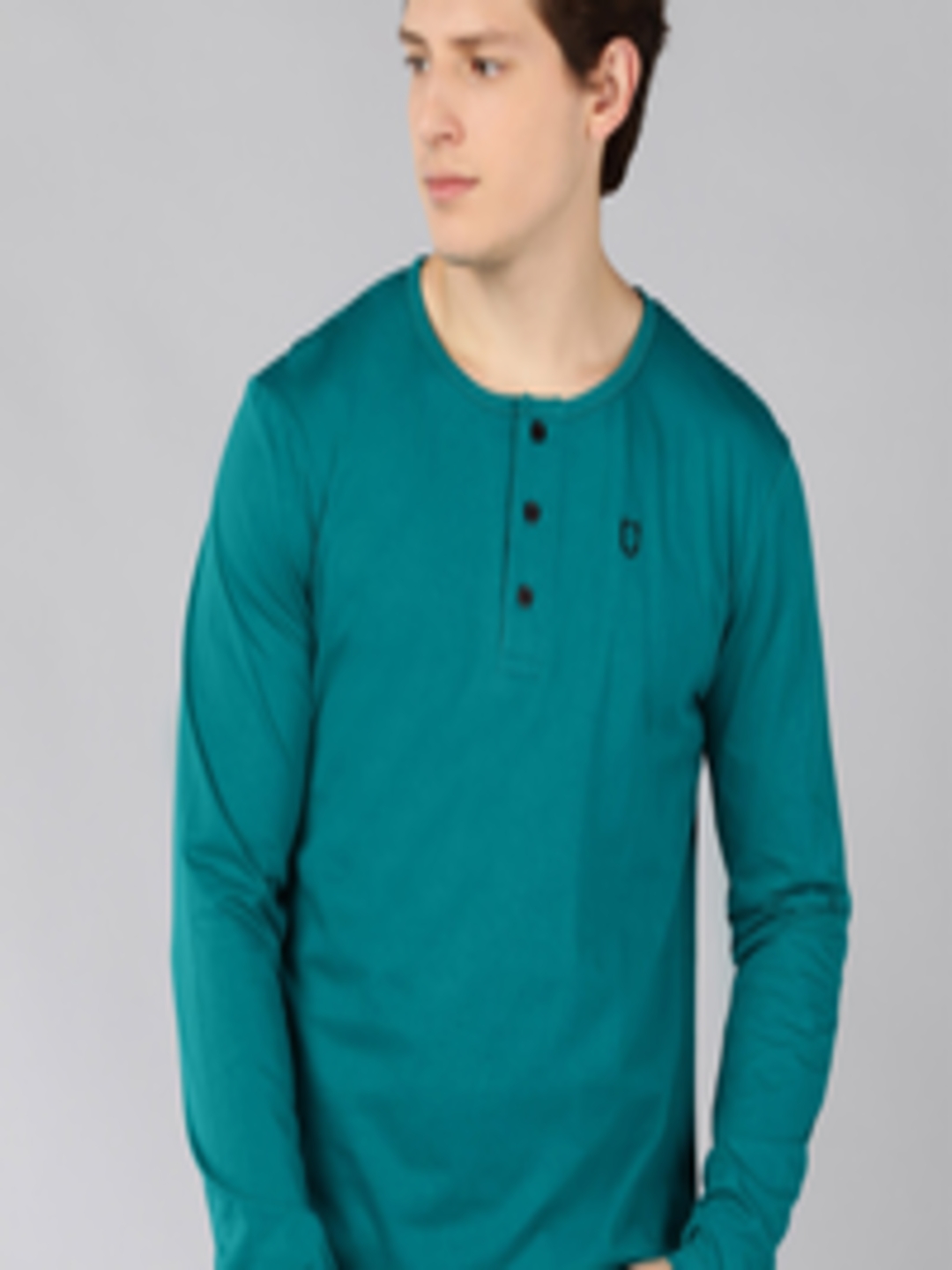 Buy Urbano Fashion Men Green Henley Neck Slim Fit T Shirt - Tshirts for ...
