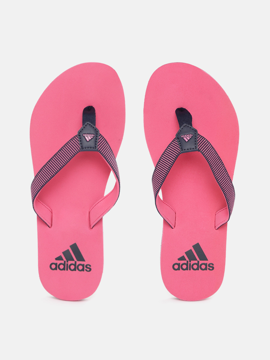 Buy ADIDAS Women Pink & Blue Striped Pierco Sliders Flip Flops for