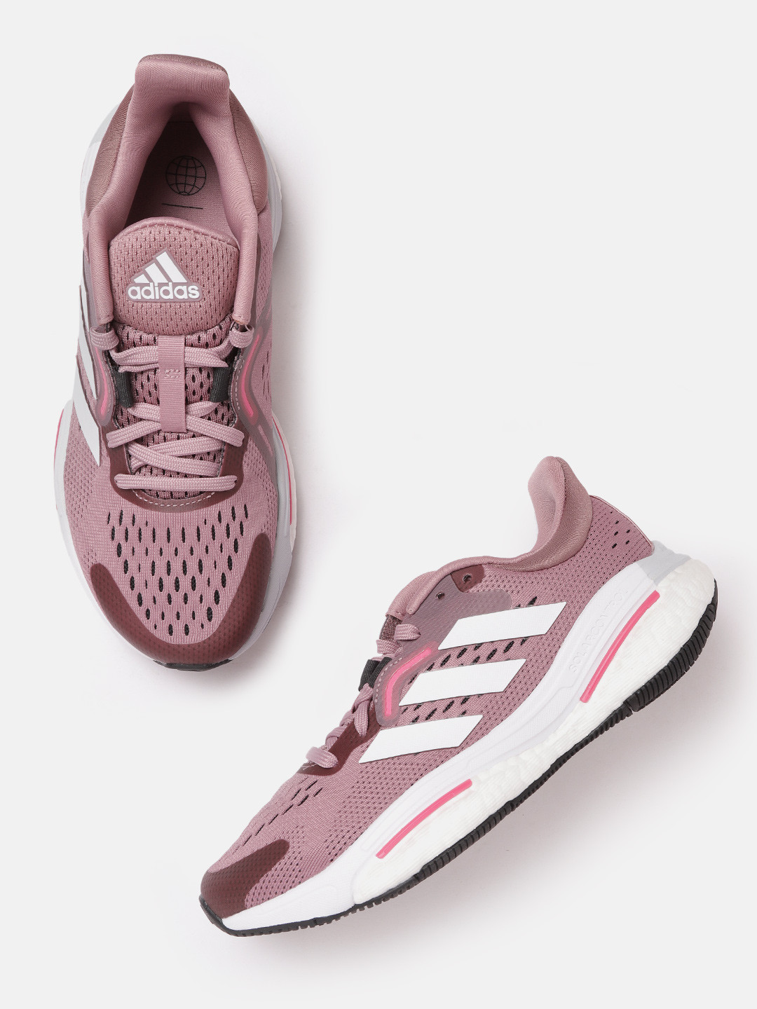 Buy ADIDAS Women Purple & White Woven Design Perforated Solar Control ...