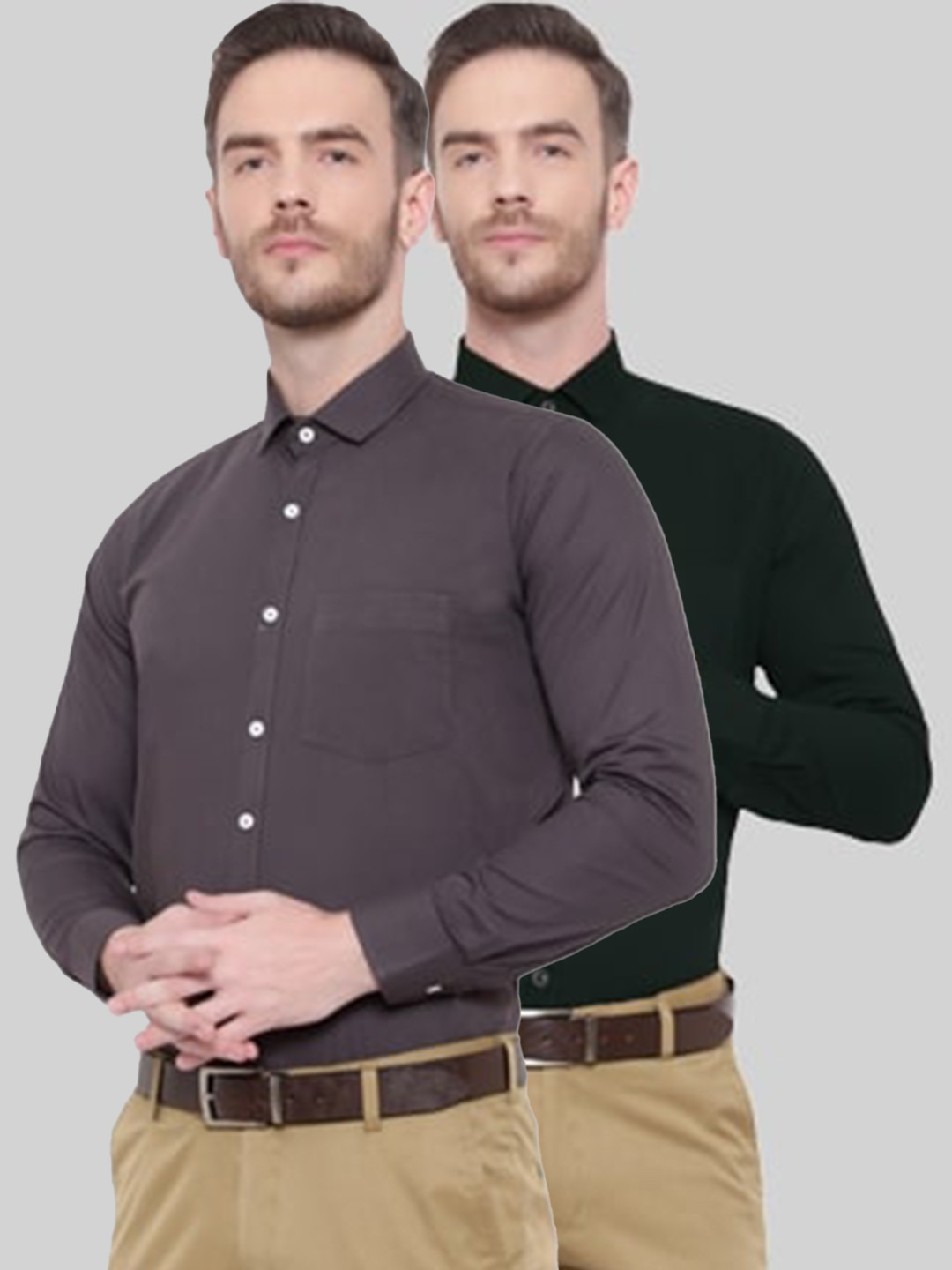 Buy Srey Trends Set Of 2 Men Grey & Green Comfort Regular Fit Solid