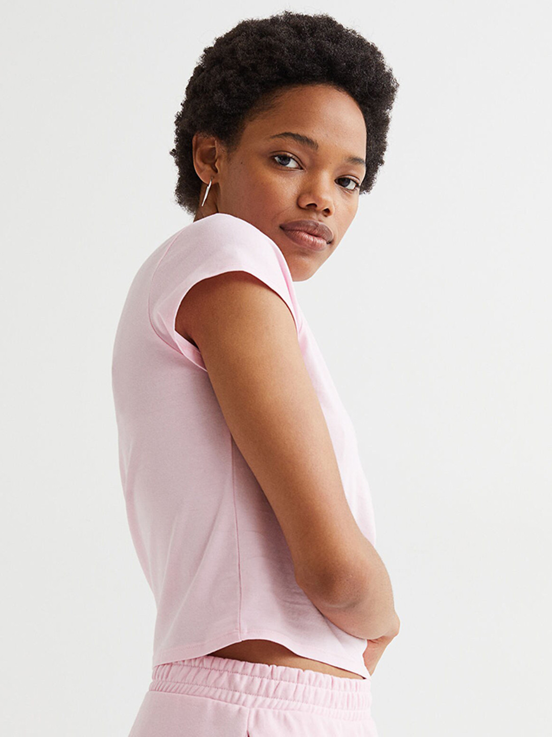 Buy H&M Women Pink Cotton Jersey T Shirt Tshirts for Women 18376806