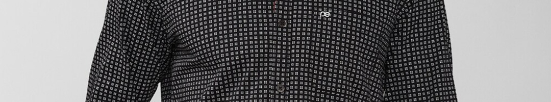 Buy Peter England Casuals Men Black Slim Fit Printed Casual Shirt 100% ...