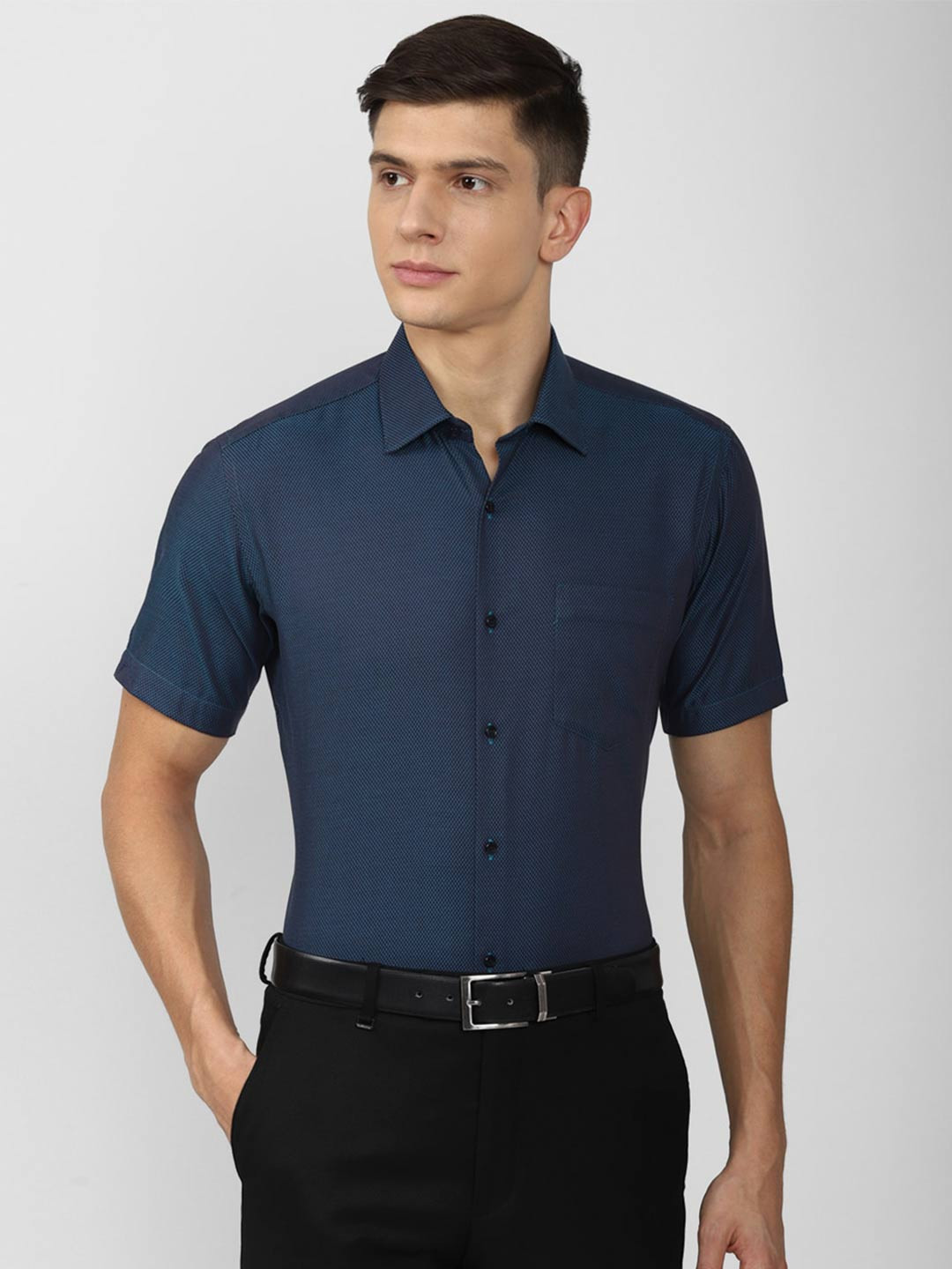 Buy Van Heusen Men Navy Blue Formal Shirt Shirts for Men 18380758