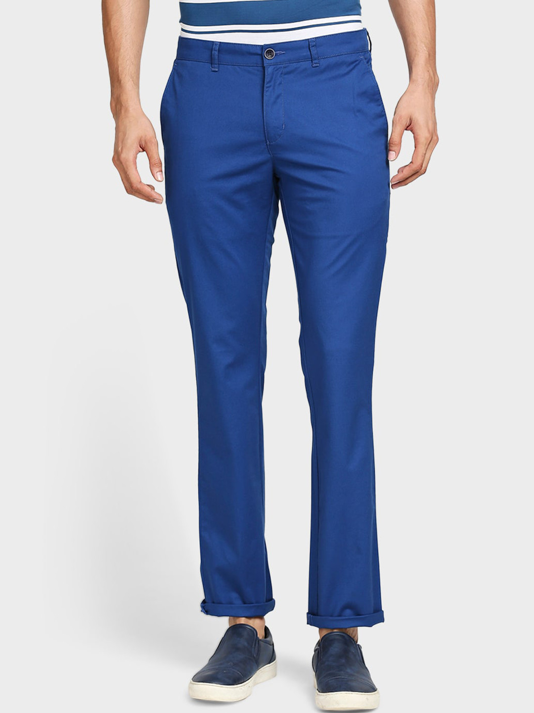 Buy ColorPlus Men Blue Solid Trousers - Trousers for Men 18381840 | Myntra