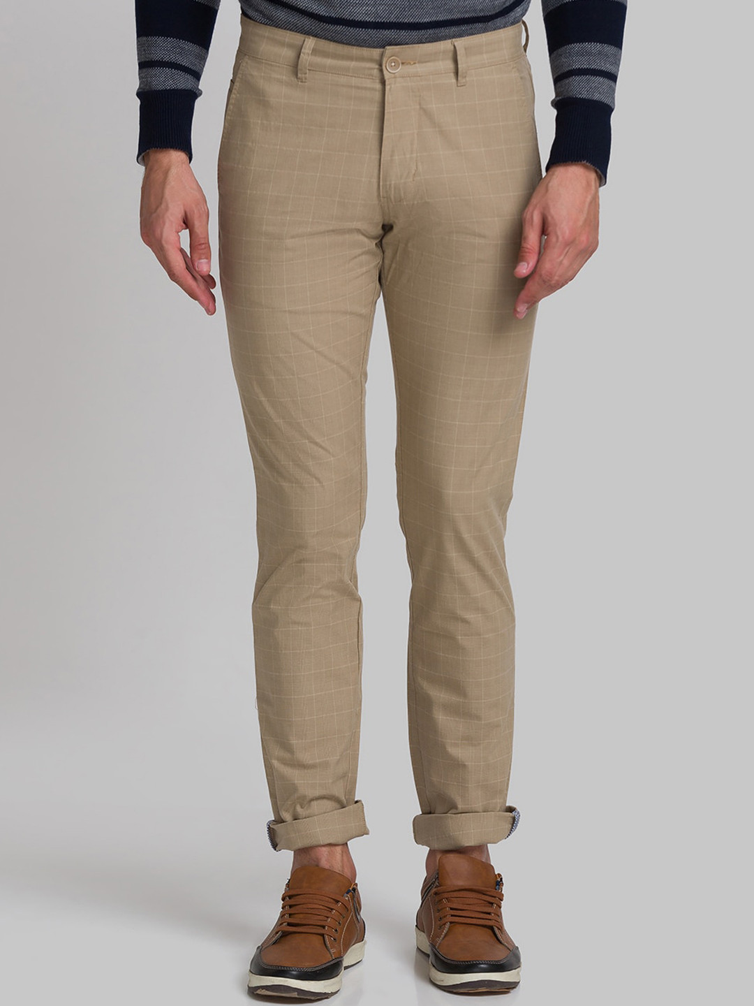 Buy Parx Men Khaki Tapered Fit Trousers - Trousers for Men 18382320 ...