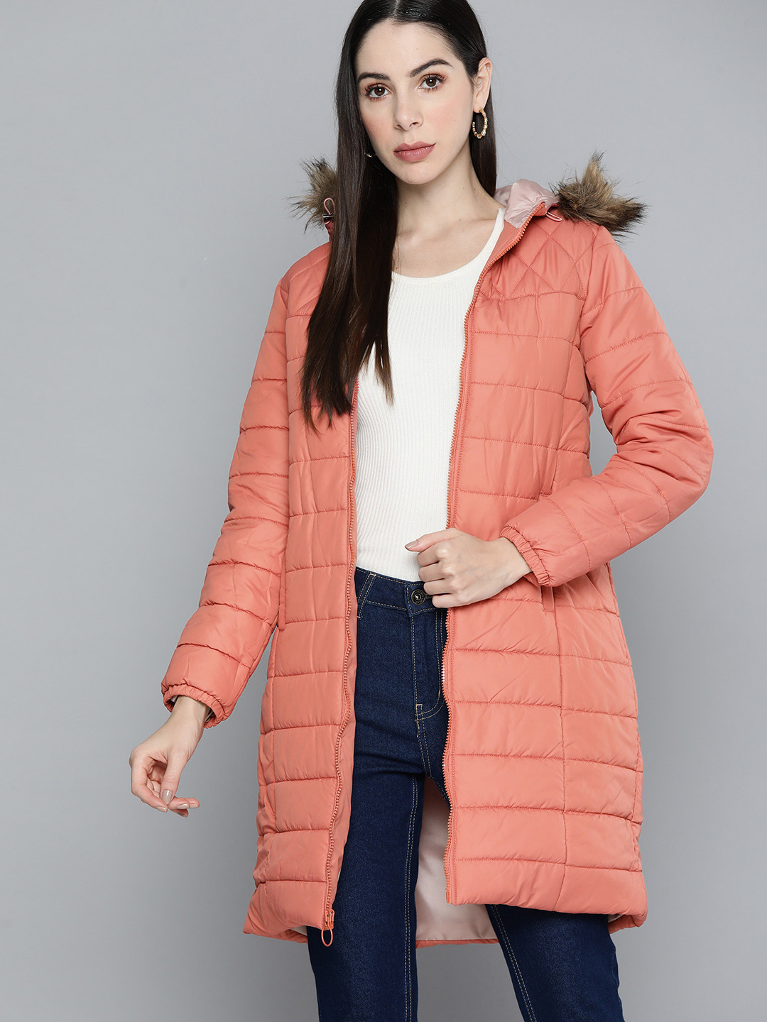 Buy Chemistry Women Pink Longline Parka Jacket - Jackets for Women 18383608 | Myntra
