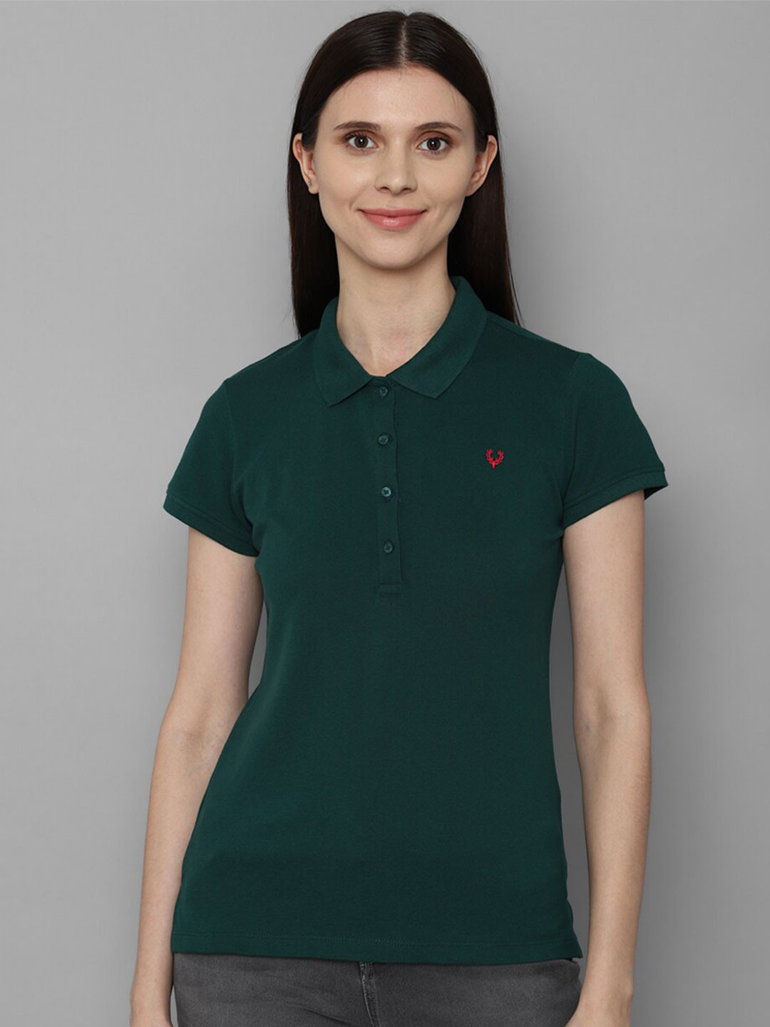 Buy Allen Solly Woman Women Green Polo Collar T Shirt Tshirts for