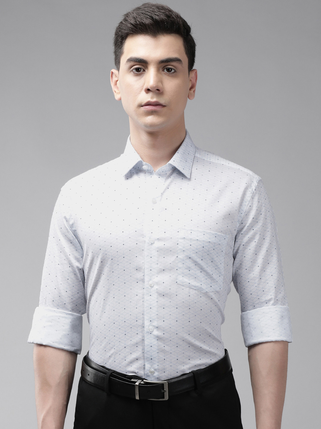 Buy Arrow Men White Originals Slim Fit Geometric Opaque Printed Pure