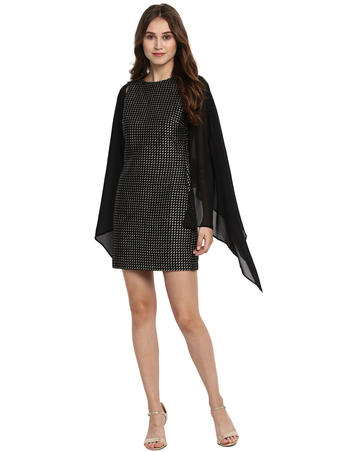 Buy Kazo Black Embellished A Line Dress Dresses for Women 18387900