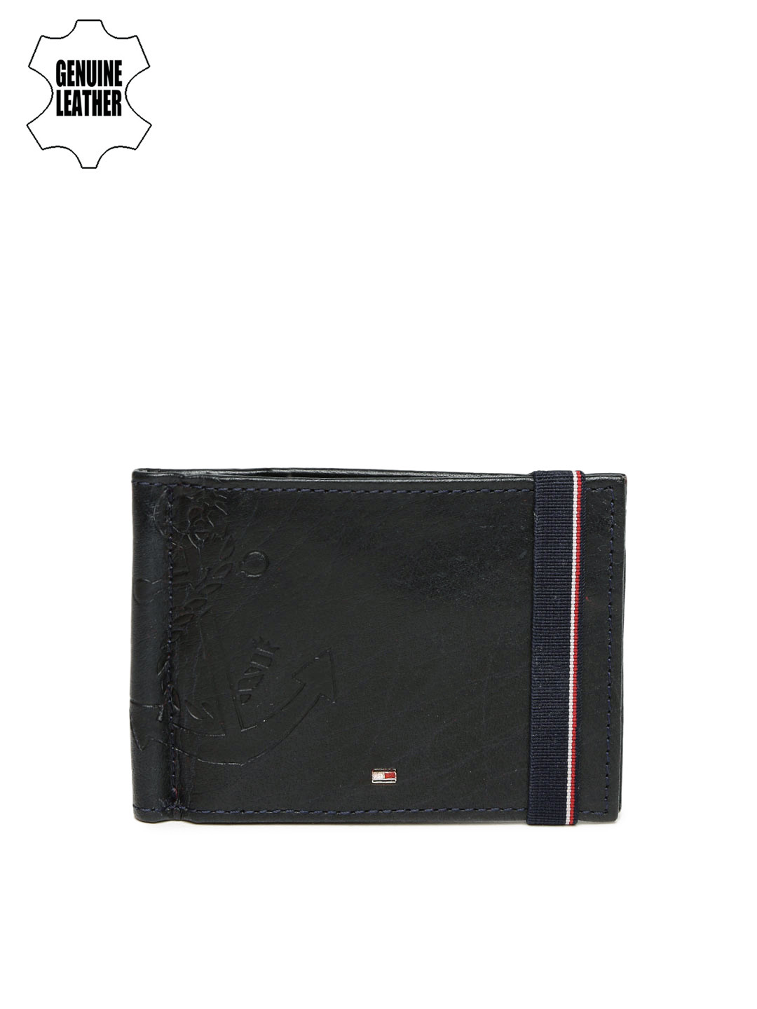 Buy Tommy Hilfiger Men Navy Textured Genuine Leather Card Holder With