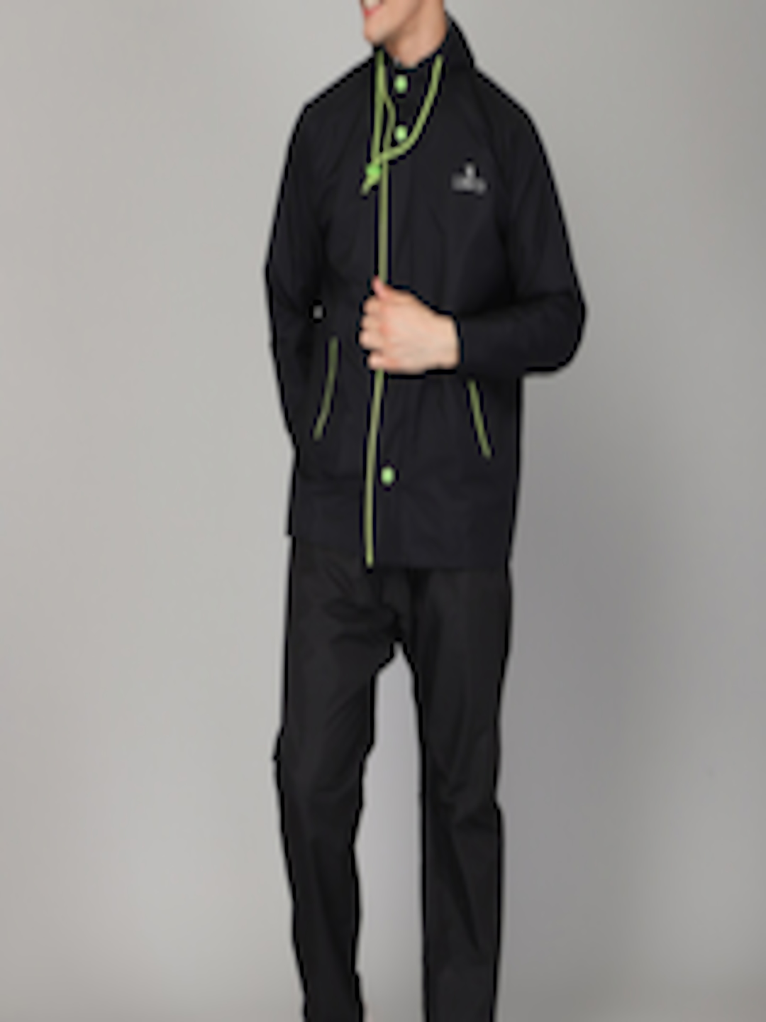 Buy Men Black Solid Waterproof Hooded Rain Coat - Rain Suit for Men ...