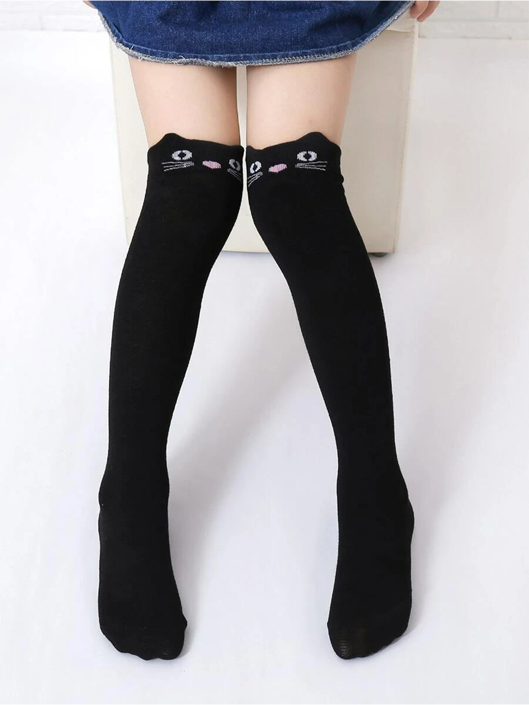 Buy EL REGALO Girls Black Patterned Knee Length Socks Socks for Girls