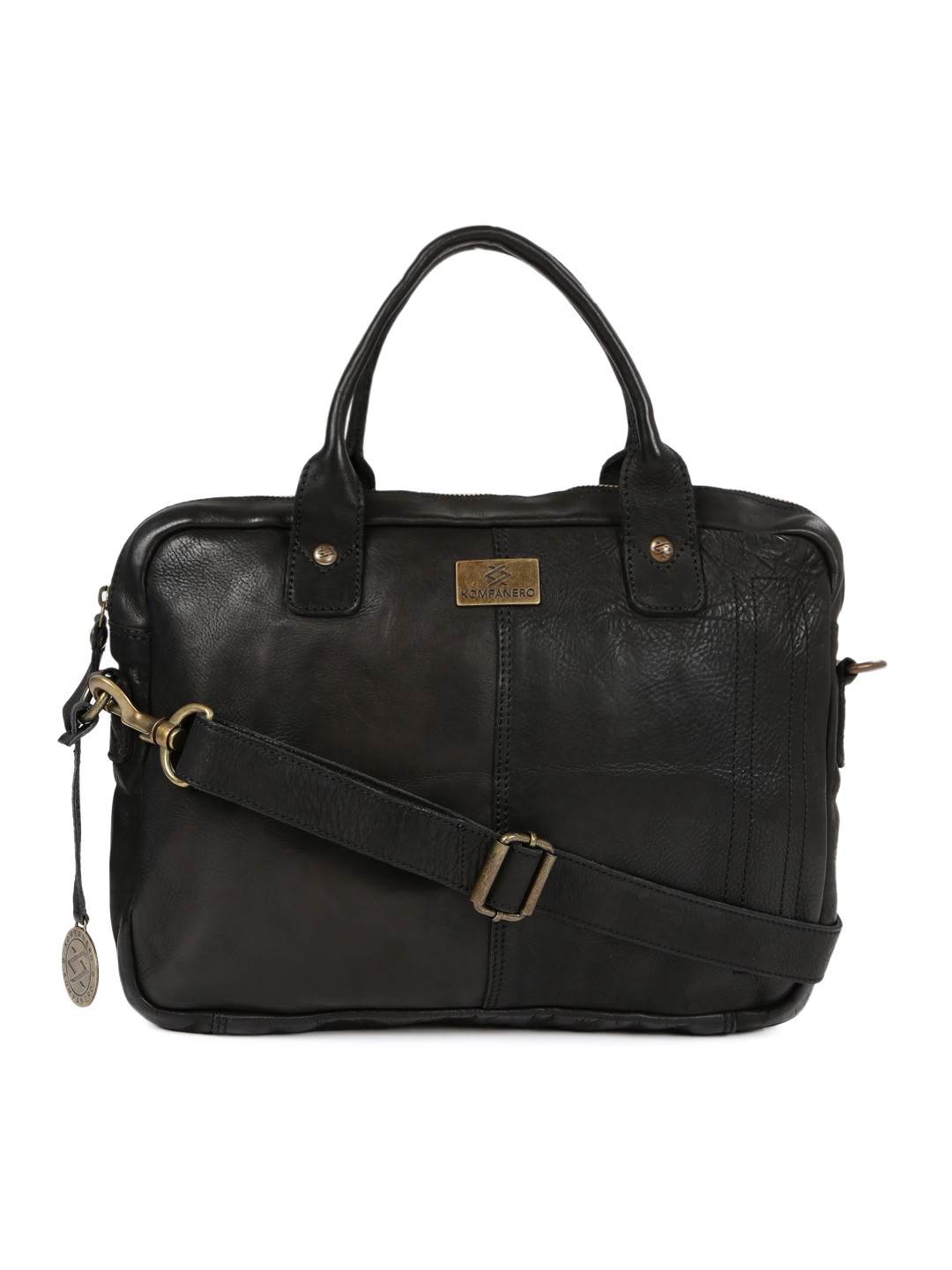 Buy KOMPANERO Unisex Black Leather Laptop Bag Laptop Bag for Unisex