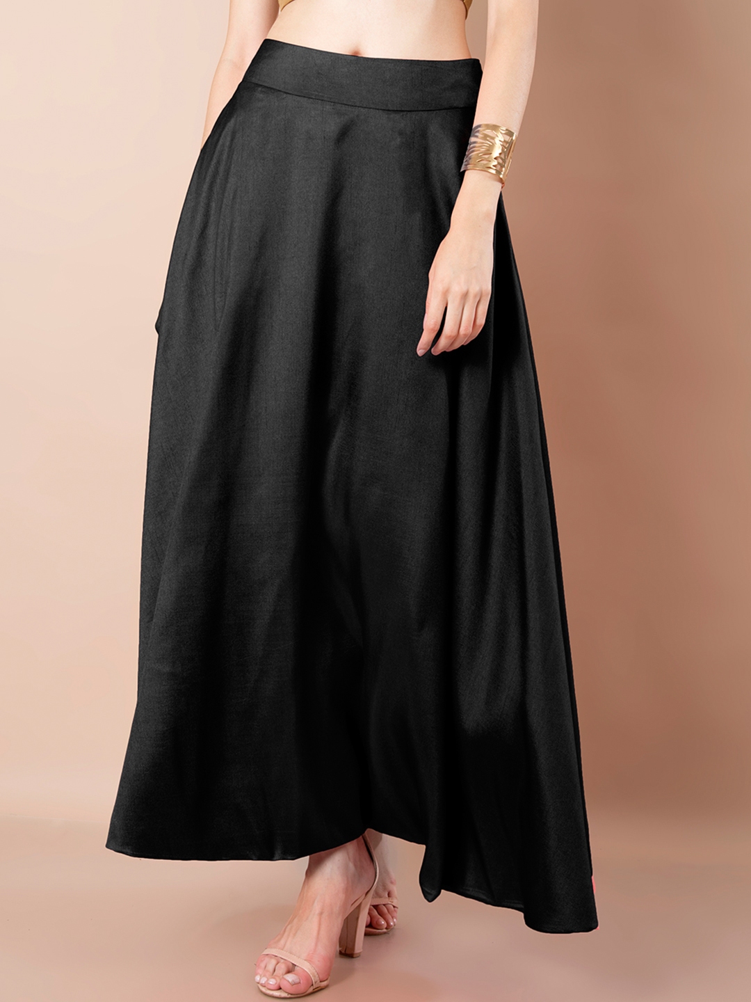 Buy INDYA Women Black Silk Maxi Skirt - Skirts for Women 1839905 | Myntra