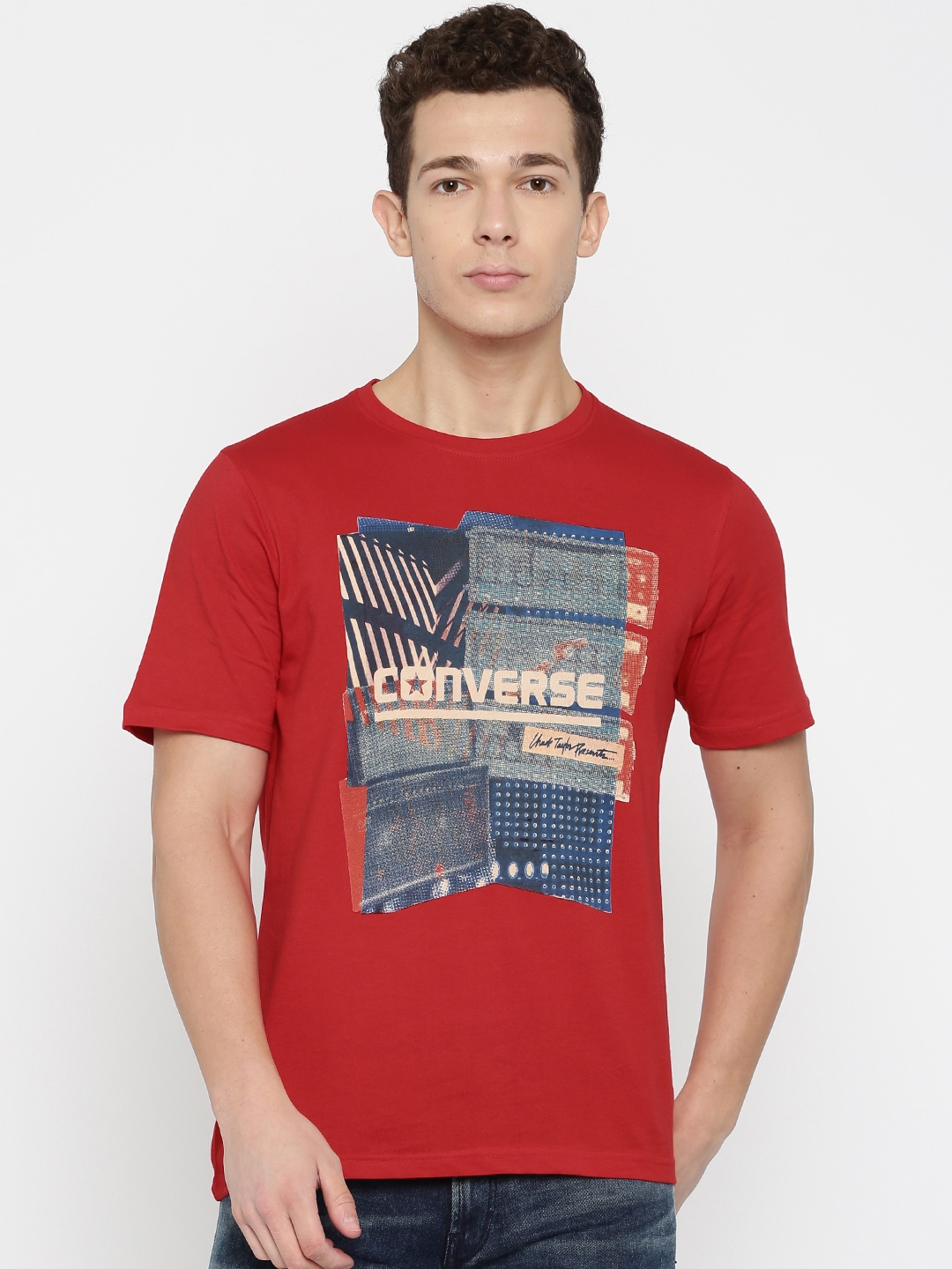 Buy Converse Men Red Printed Round Neck Pure Cotton T Shirt - Tshirts ...