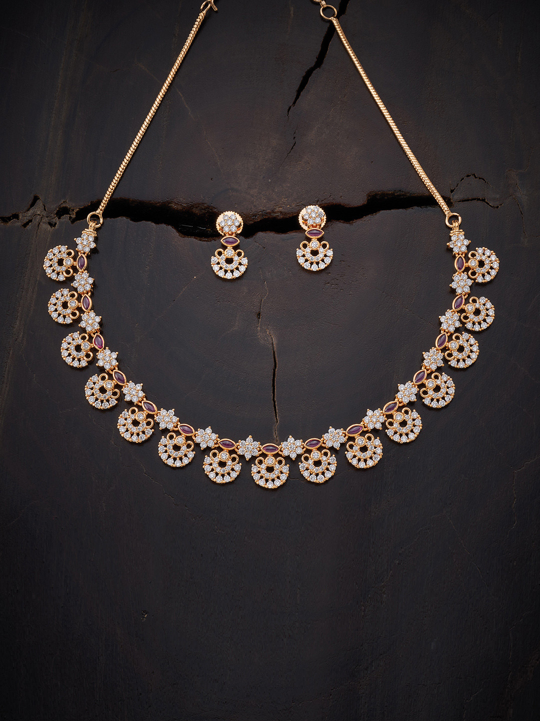 Buy Kushal's Fashion Jewellery Red & Gold Plated Cubic Zirconia