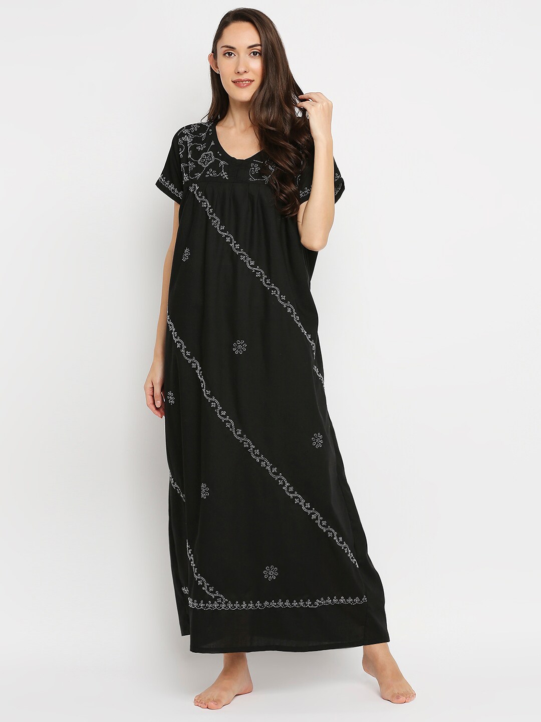 chikankari night gown