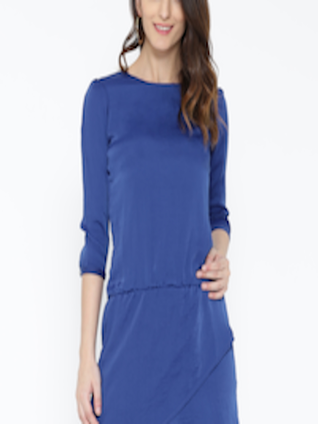 Buy Noi Women Blue Solid Blouson Dress - Dresses for Women 1840562 | Myntra