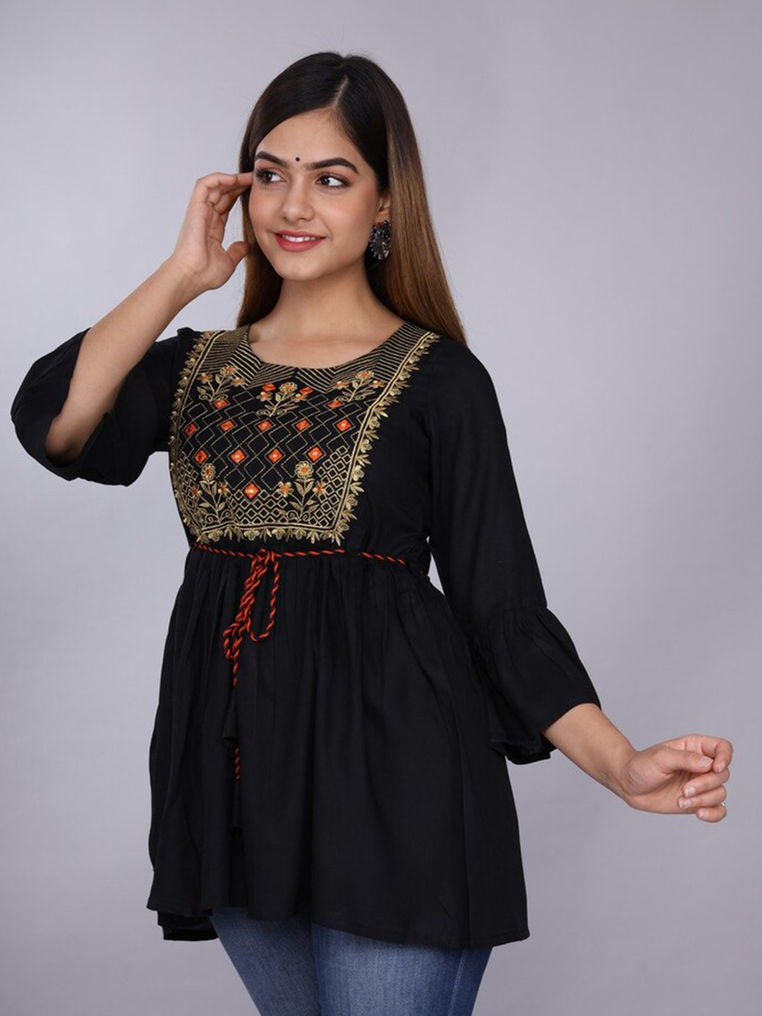 Buy KALINI Black Embroidered Top Tops for Women 18411044 Myntra