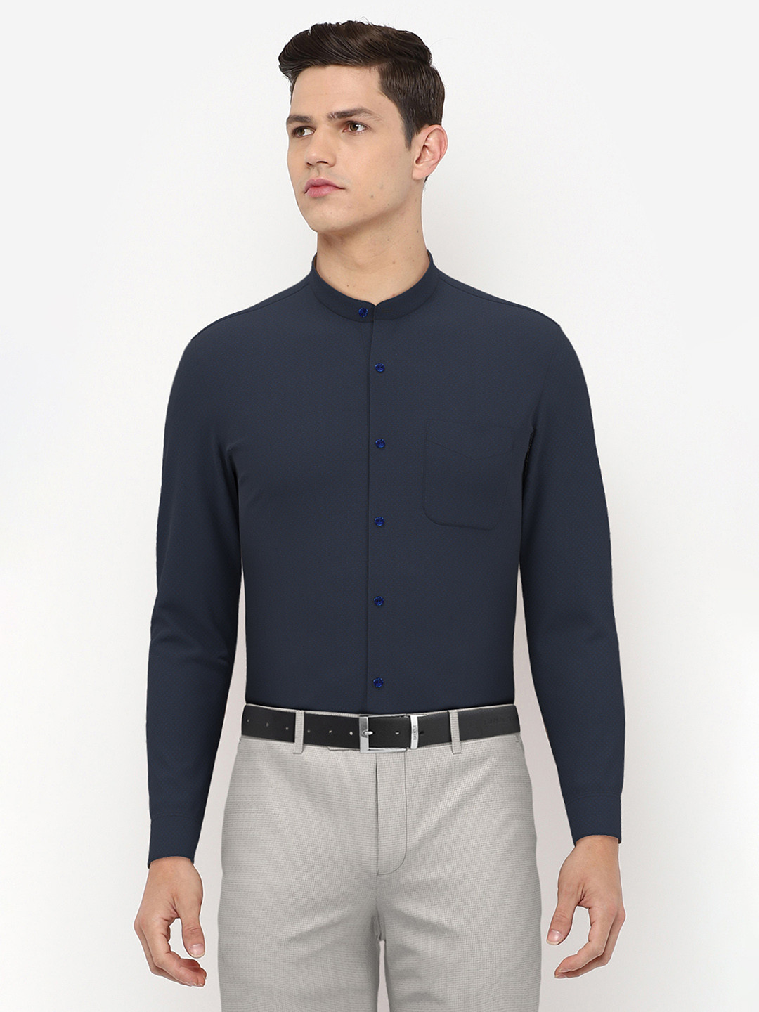 Buy Peter England Elite Men Navy Blue Slim Fit Formal Shirt - Shirts ...