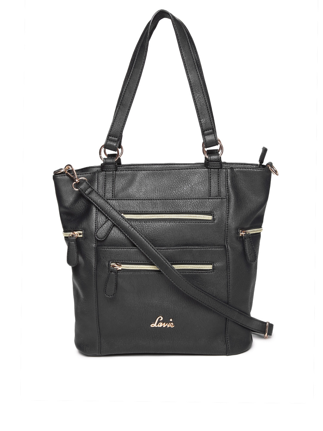 Buy Lavie Black Solid Shoulder Bag With Sling Strap - Handbags for Women 1841528 | Myntra