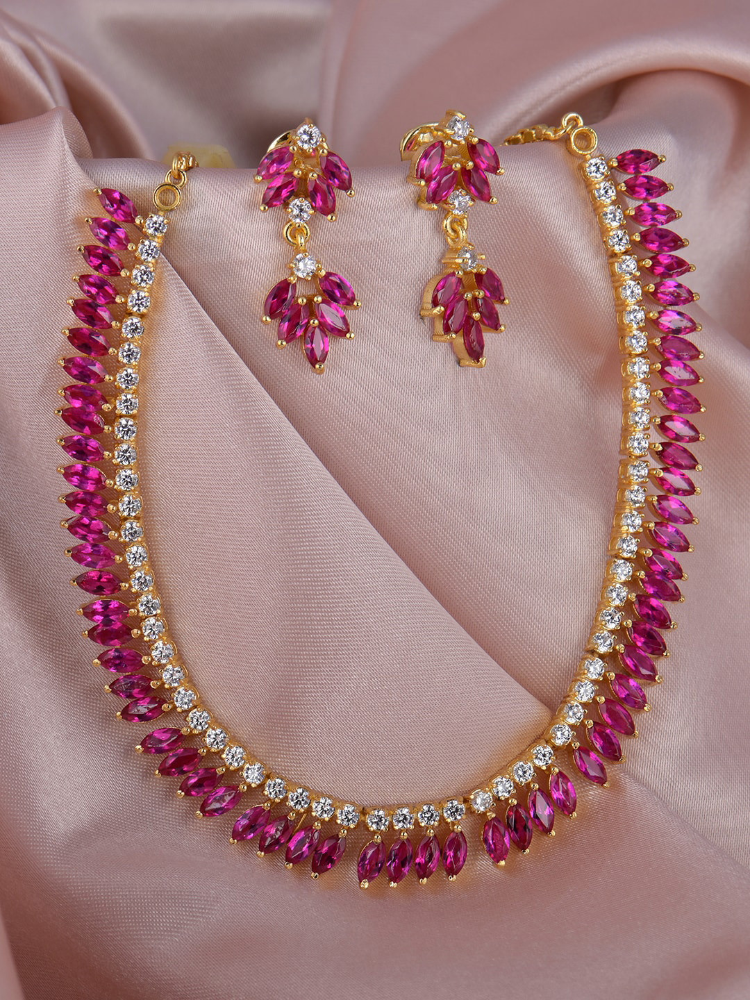 Buy GIVA 925 Sterling Silver 18k Gold Plated Embrace Pink Set With