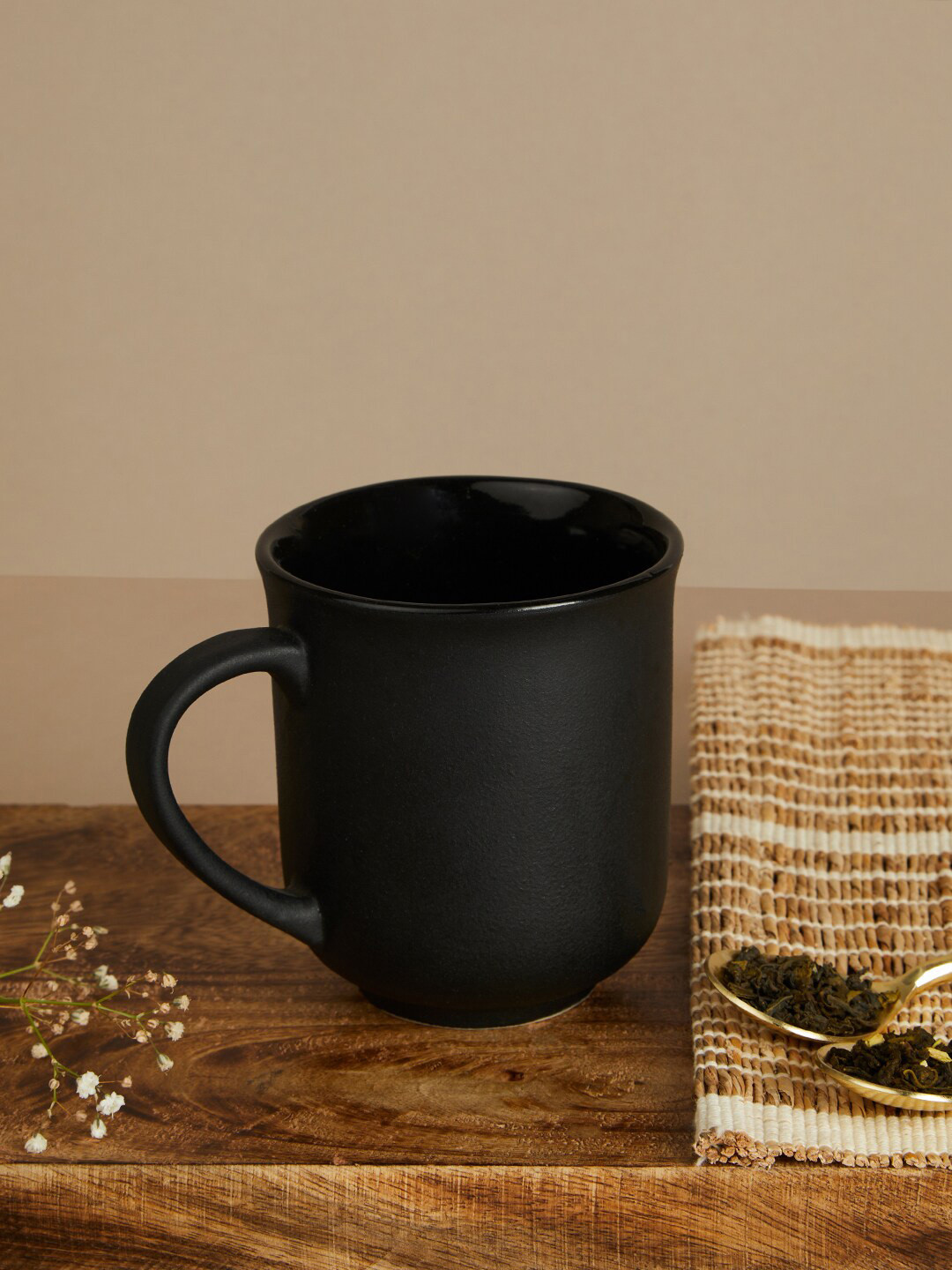 Buy Fabindia Black Solid Ceramic Matte Mugs Cups And Mugs for Unisex