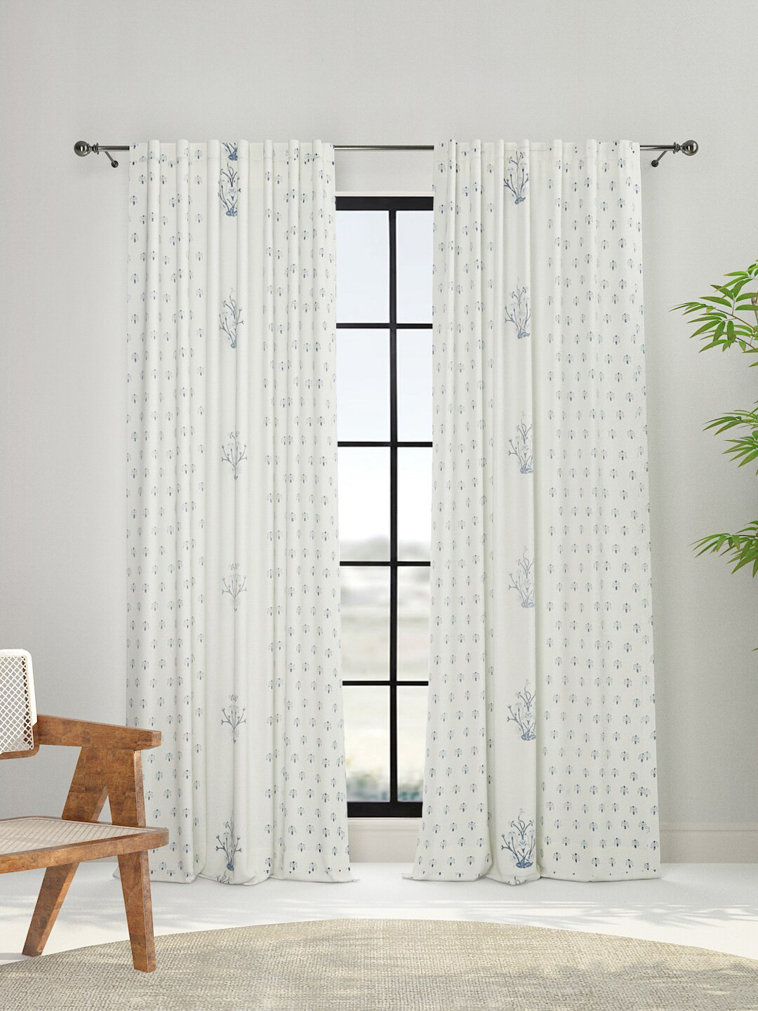 Buy Fabindia Teal Window Curtain Curtains And Sheers for Unisex