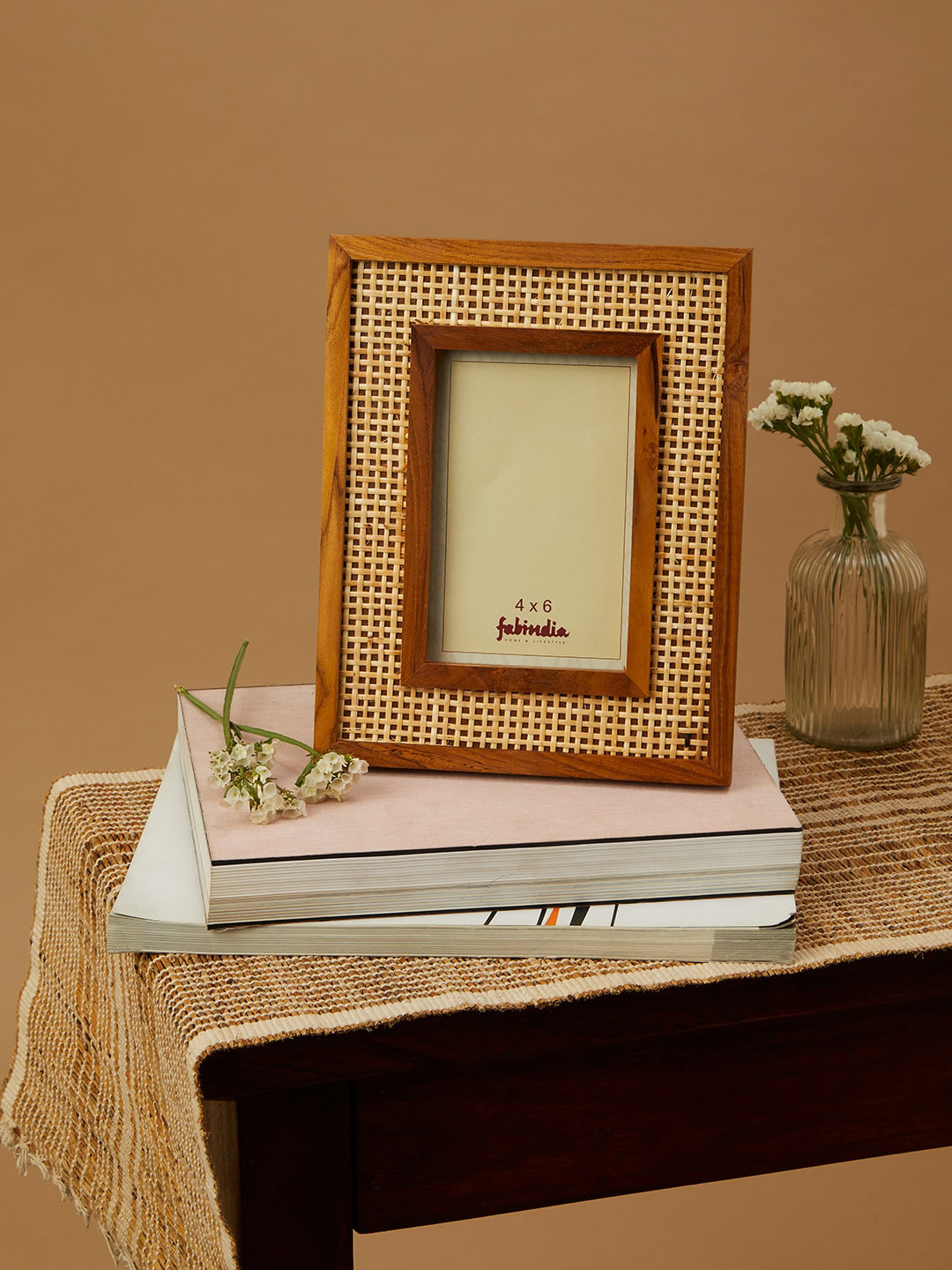 Buy Fabindia Beige Weave Design Wooden Photo Frames Photo Frames for