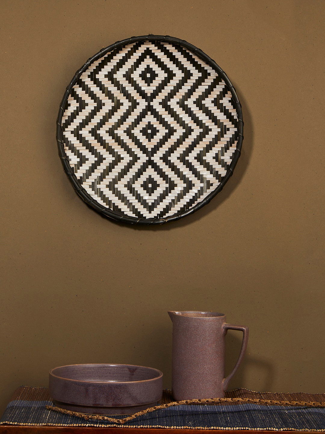 Buy Fabindia Black & White Vetasi Maaya Cane Medium Wall Decor Wall