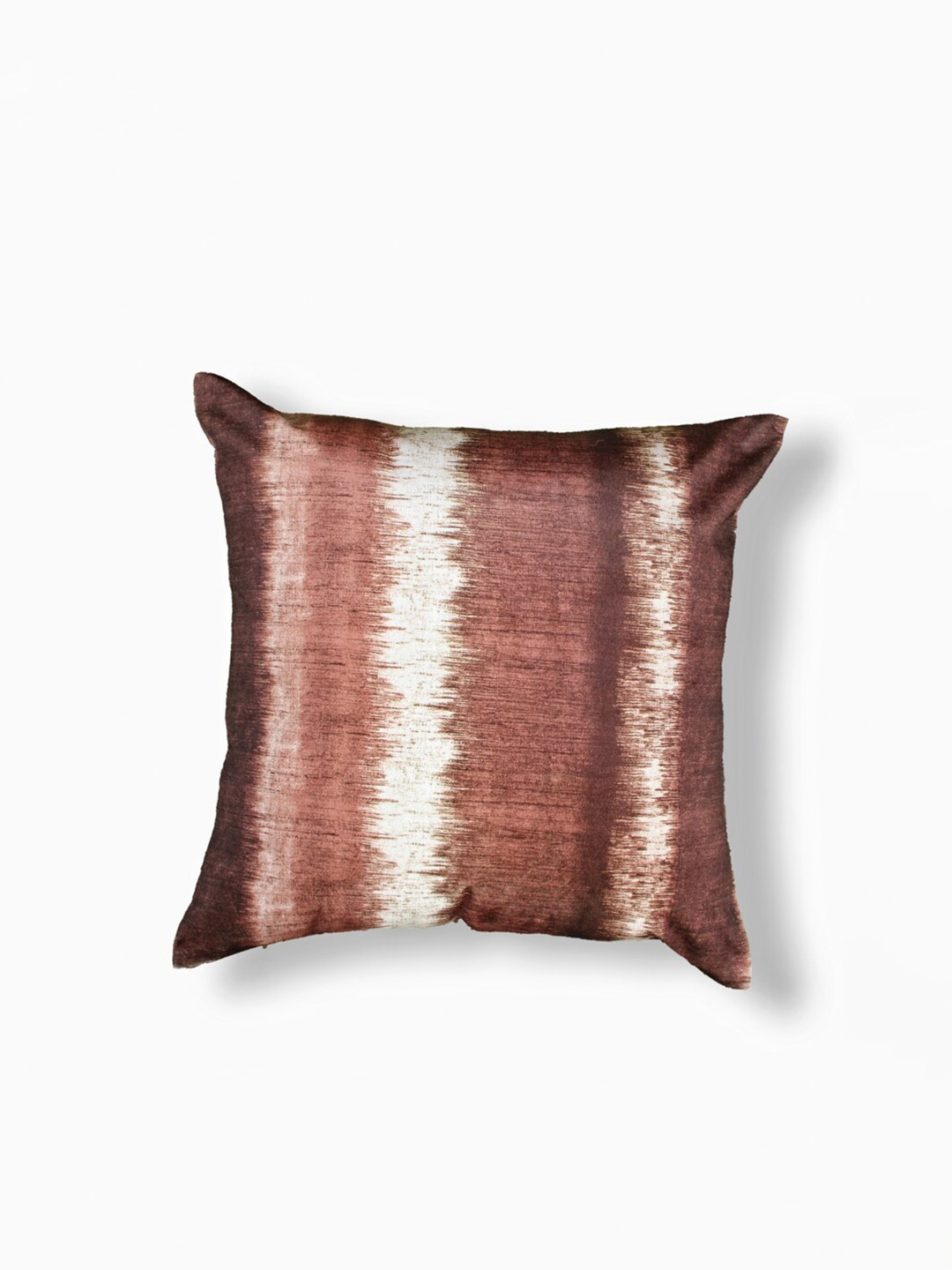 Buy SHADES Of LIFE Brown & Cream Coloured Striped Velvet Square Cushion