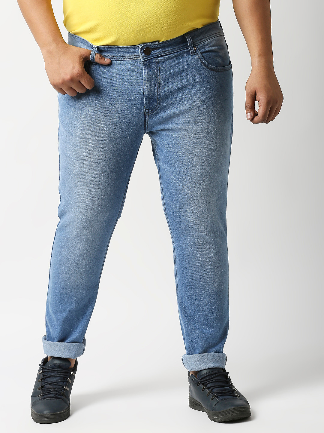 Buy High Star Men Blue Jean Slim Fit Light Fade Stretchable Jeans ...