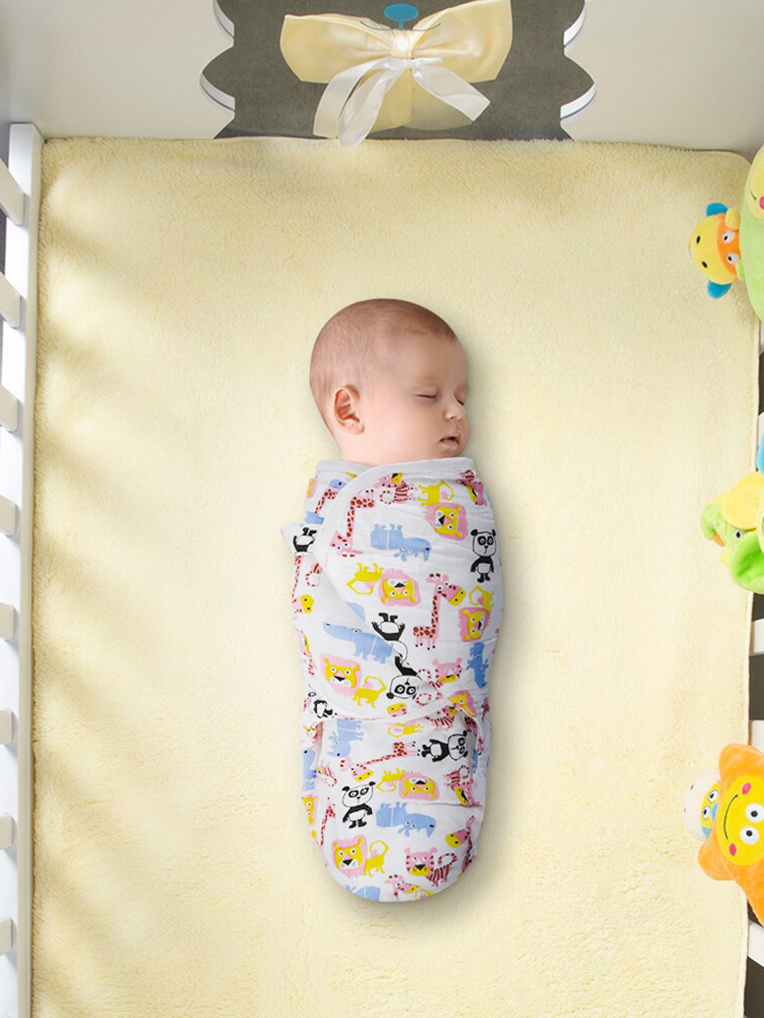 Buy Baby Moo Infants Pink Printed Adjustable Velcro Swaddle Diapers